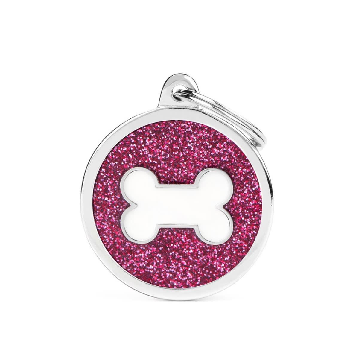 PLACA SHINE PINK BIG GLITTER CIRCLE WHITE BONE (GL05PINK)1