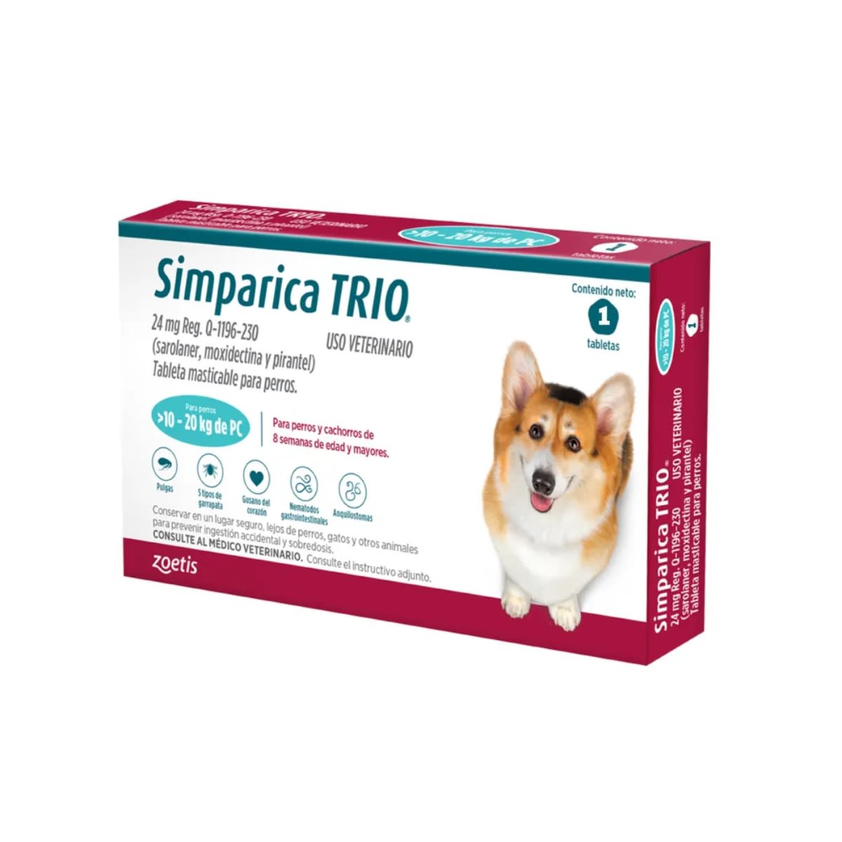 Antipulgas Simparica Trio tableta por unidad3