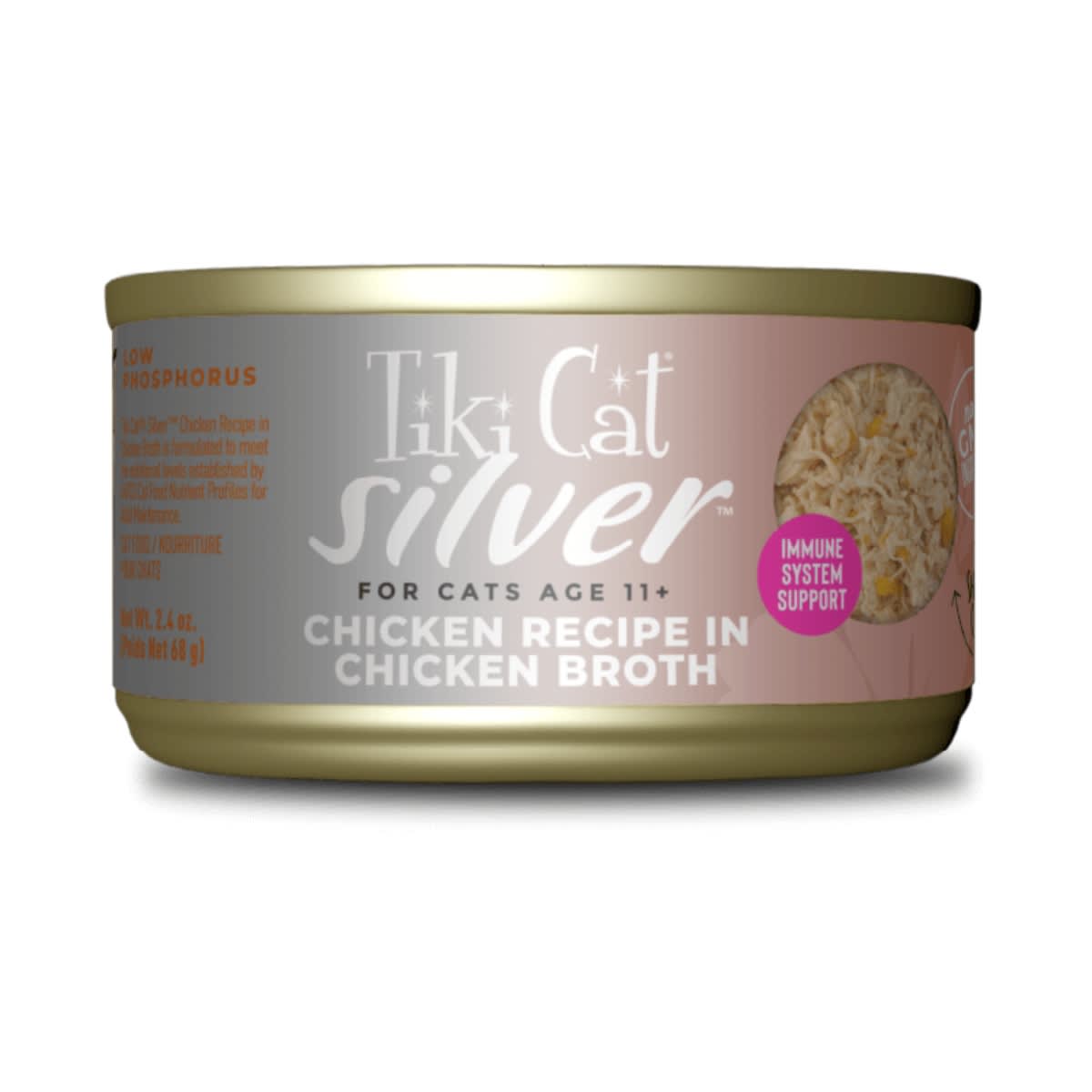 TIKI CAT SILVER WET FOOD CHICKEN LATA 68 G1