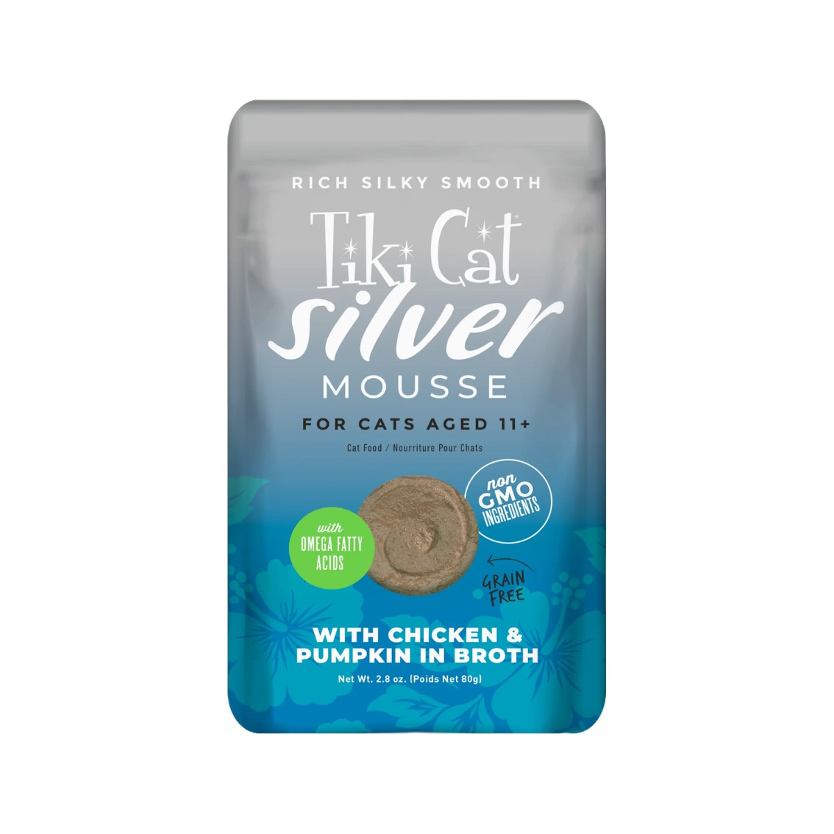 TIKI SILVER MOUSSE SENIOR CHICKEN PUMPKIN SACHET 80 G1