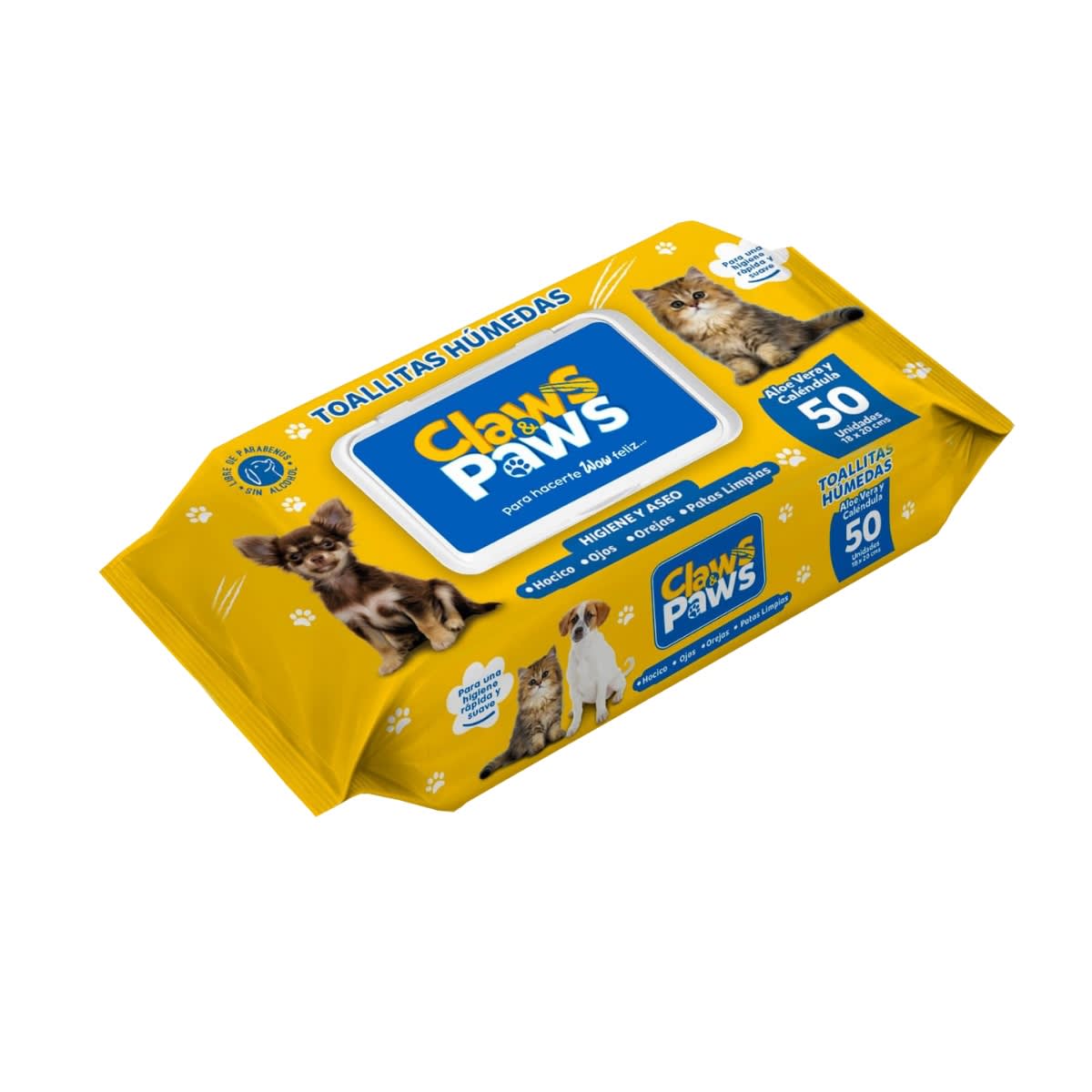 TOALLAS HUMEDAS CLAWS & PAWS (ALOE Y CALENDULA)1