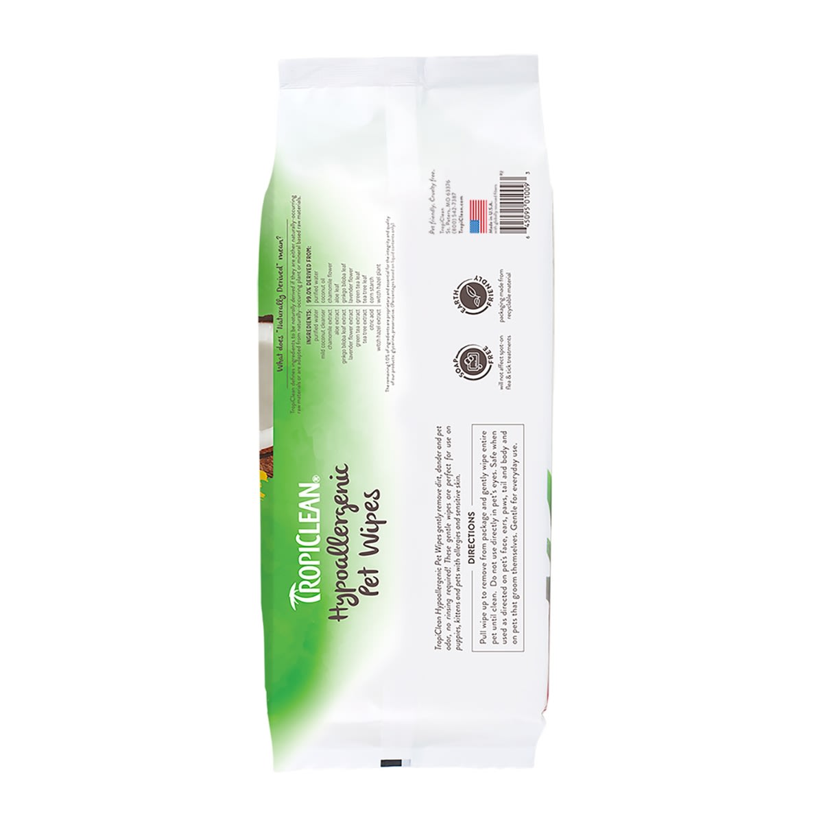 Tropiclean Paños humedos hipoalergénicos 100 und2
