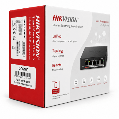 Switch PoE Hikvision DS-3E1505P-E/M – 4 Puertos Gigabit PoE1