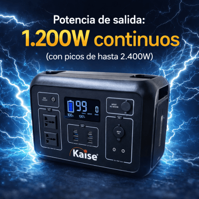 Estación de energía portátil con batería de litio 1200W1
