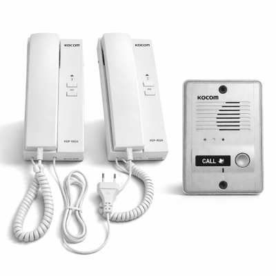 KIT PORTERO KOCOM 2 CITÓFONOS FRENTE METAL KDP-602AD-MS-2D1