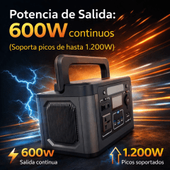 Estacion de energía portátil con batería de litio 600 W