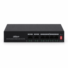 DH-PFS3006-4ET-36 DAHUA SWITCH 4 BOCAS POE 10/100 Mbps 36 WATTS 2 PUERTAS UPLINK 10/100Mbps