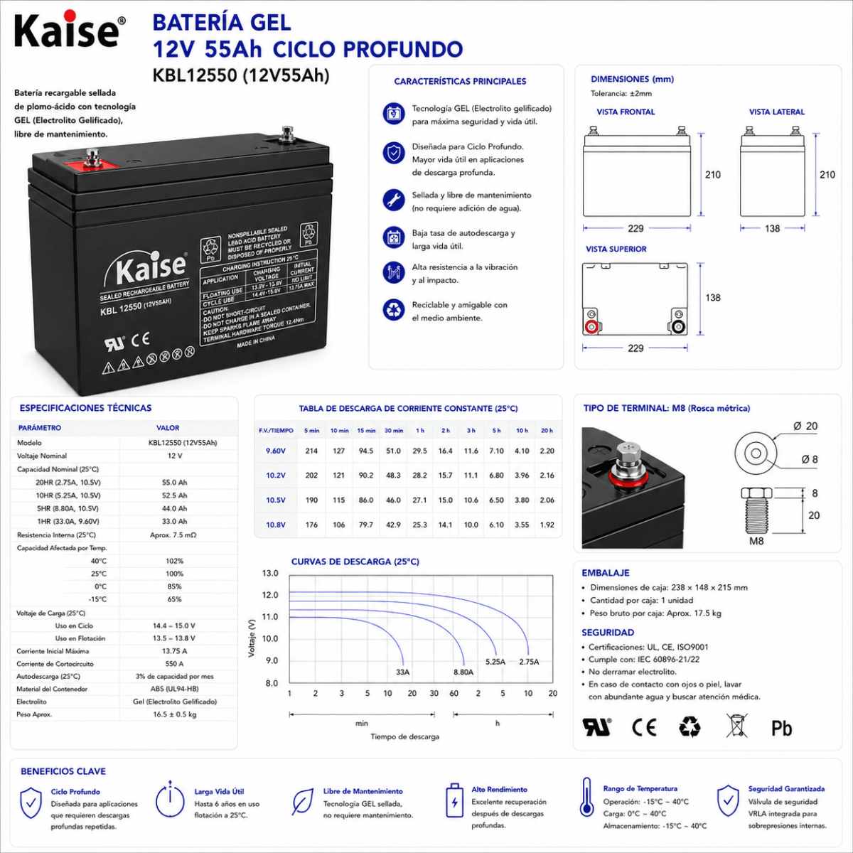 BATERIA KAISE 12V 55AH3