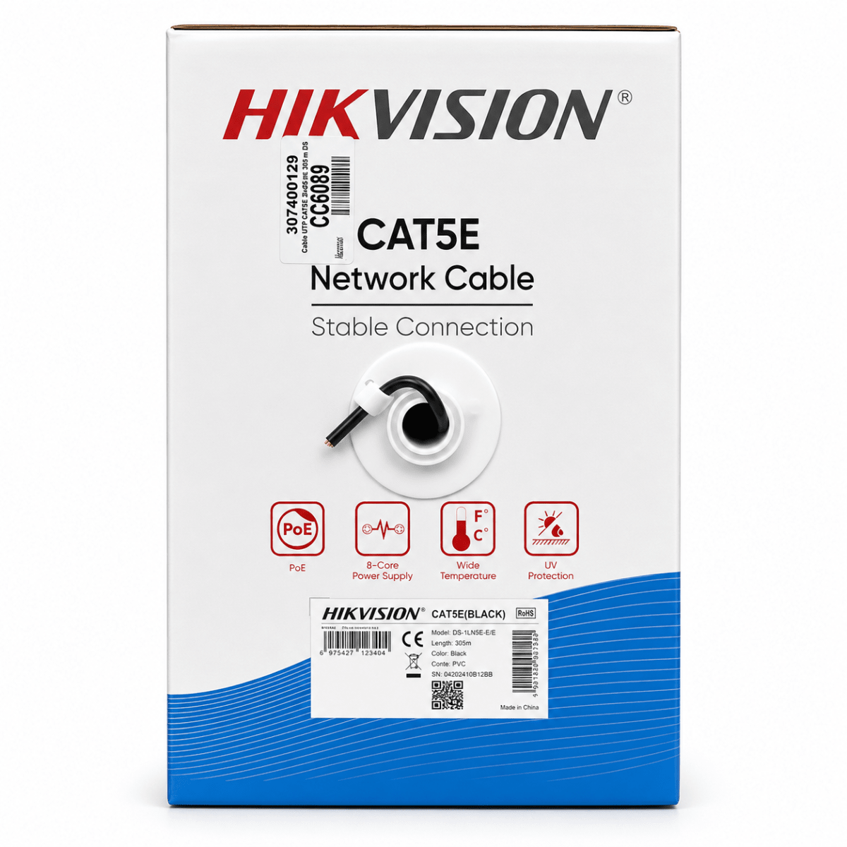 Cable de Hikvision CAT5E UTP EXTERIOR NEGRO – Caja 305 metros2