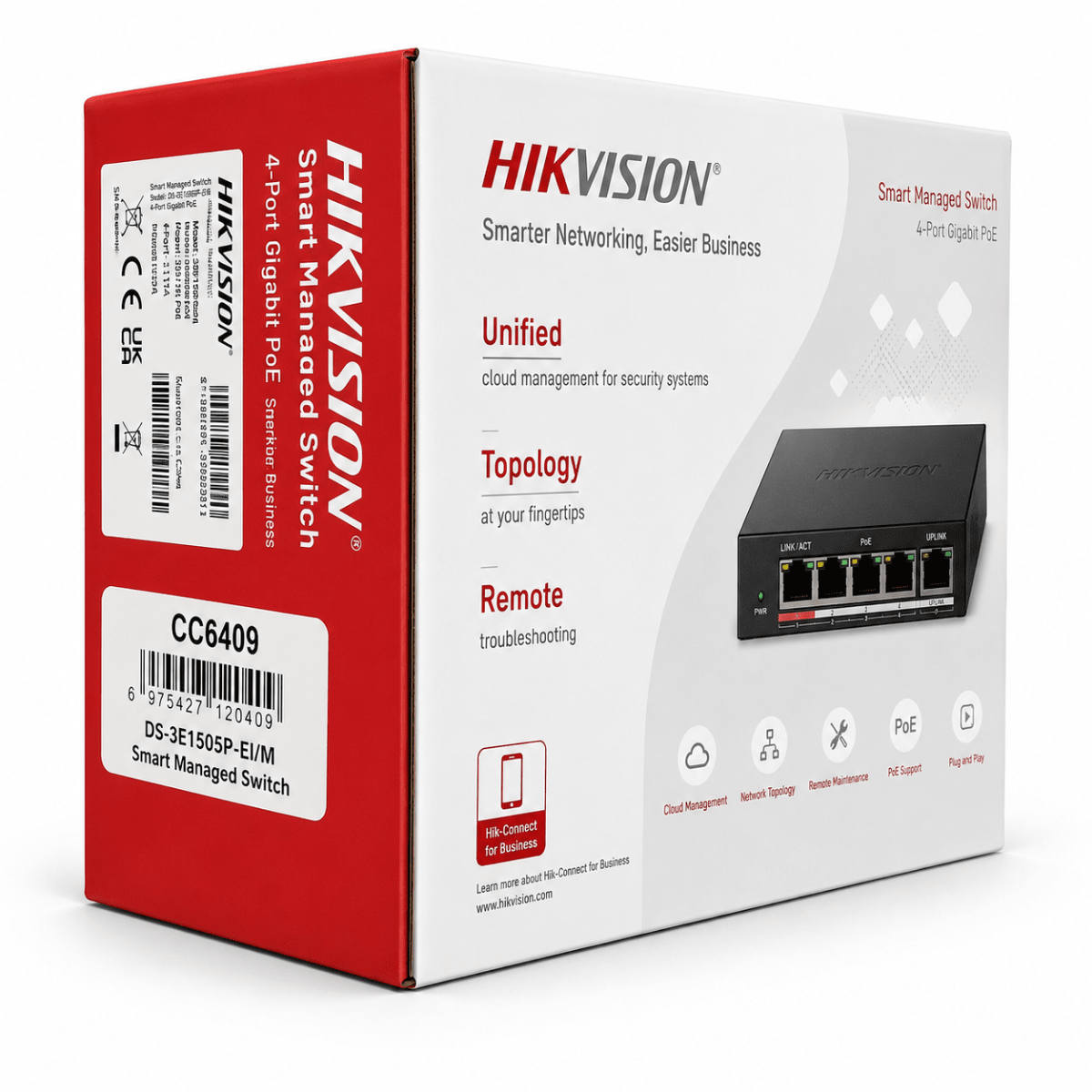 Switch PoE Hikvision DS-3E1505P-E/M – 4 Puertos Gigabit PoE 0