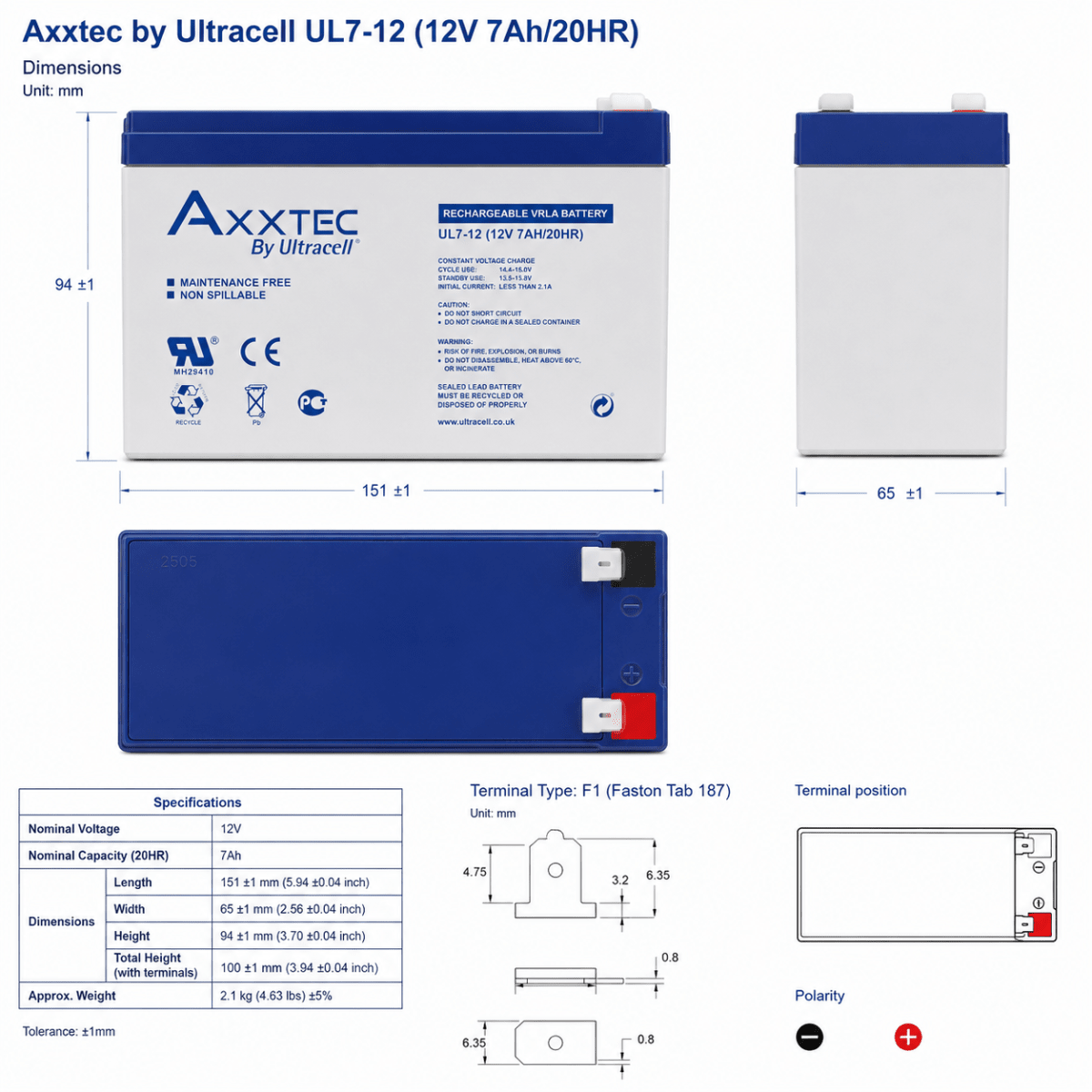 BATERIA AXXTEC BY ULTRACELL ULT7-123