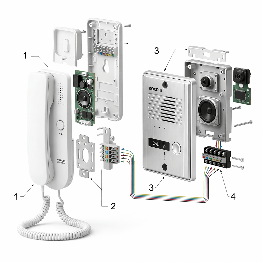 KIT PORTERO KOCOM 1 CITOFONO FRENTE METAL KDP-501AM+MS2D2