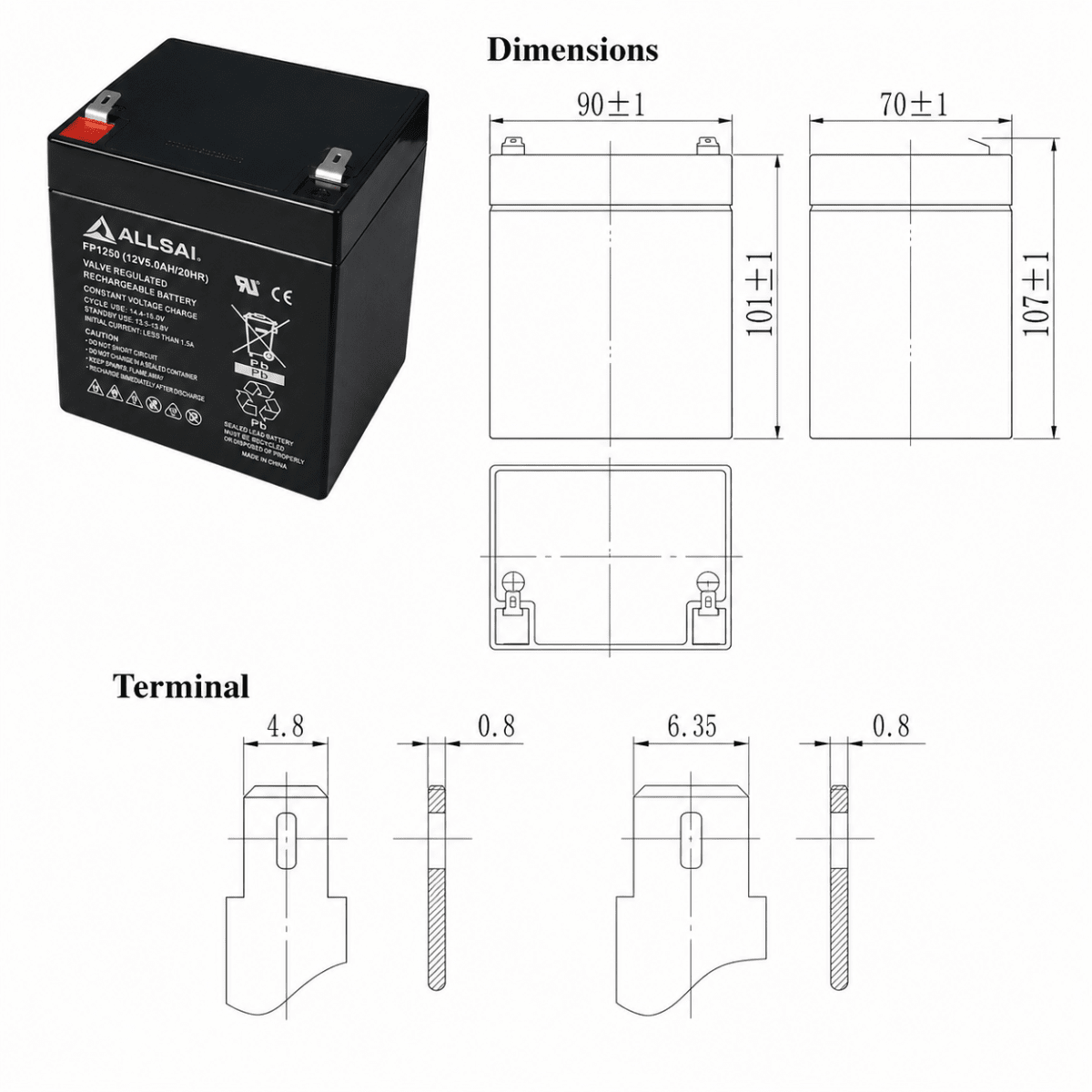 BATERÍA ALLSAI FP1250  (12V-5AH )2