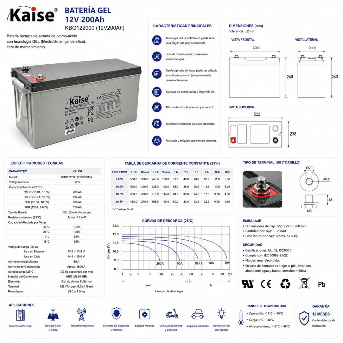 BATERIA KAISE GEL 12V 200AH3
