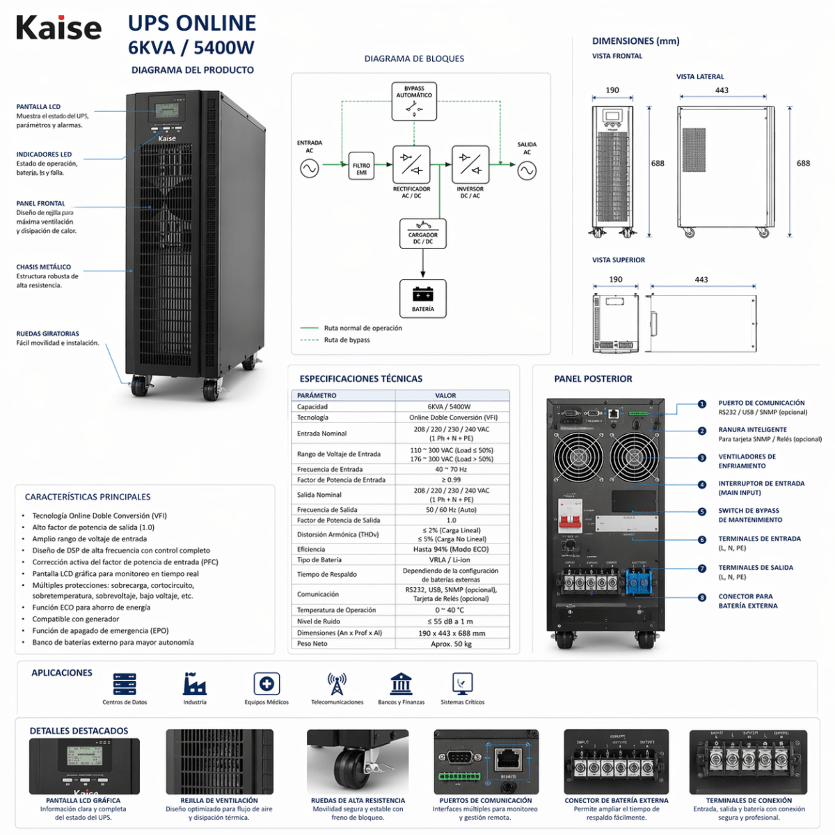 UPS ONLINE KAISE 6KVA / 5400W2