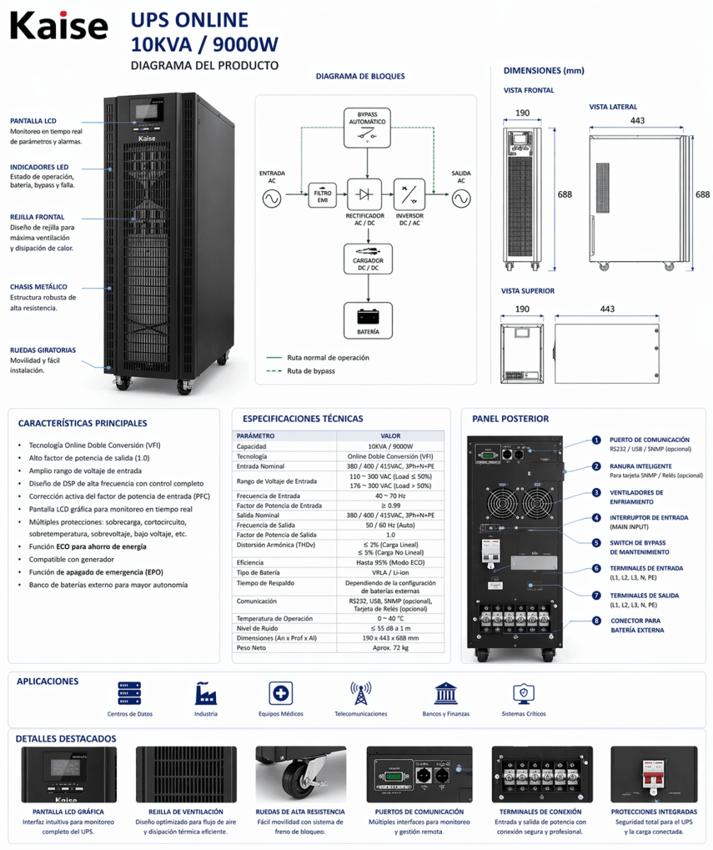 UPS ONLINE KAISE 10KVA / 9000W2