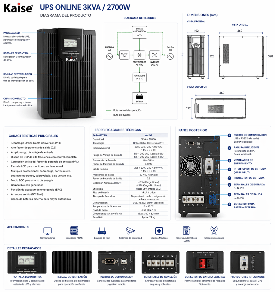 UPS ONLINE KAISE 3KVA / 2700W2