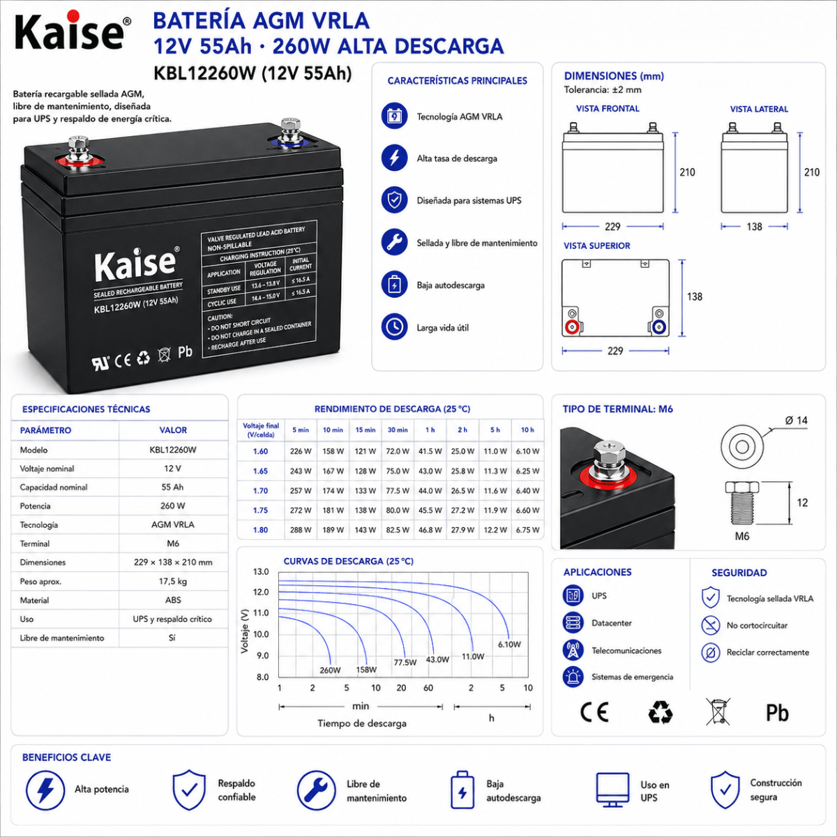 BATERIA KAISE 12V 55AH3