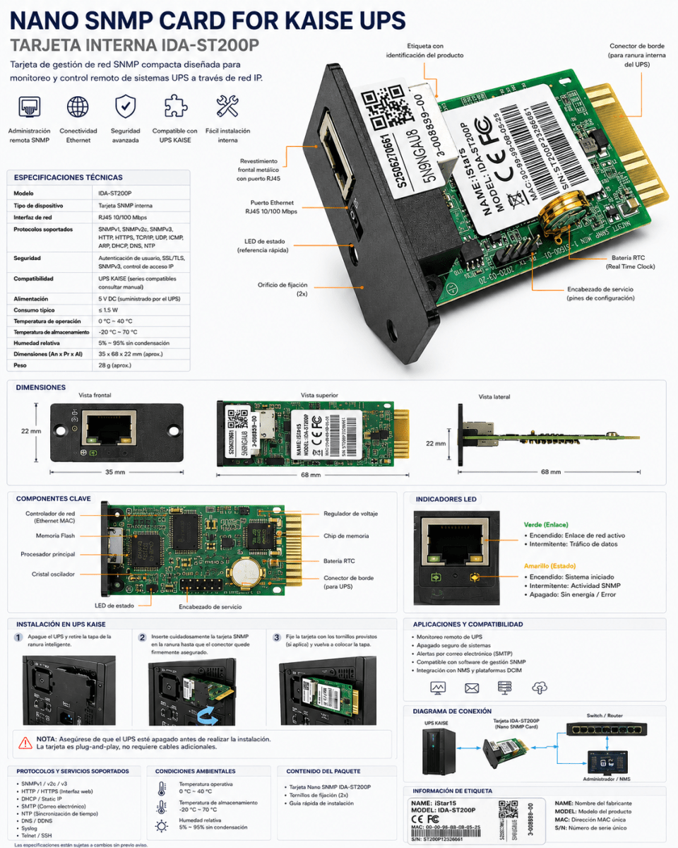 Tarjeta SNMP Nano para UPS Kaise - Monitoreo Remoto3