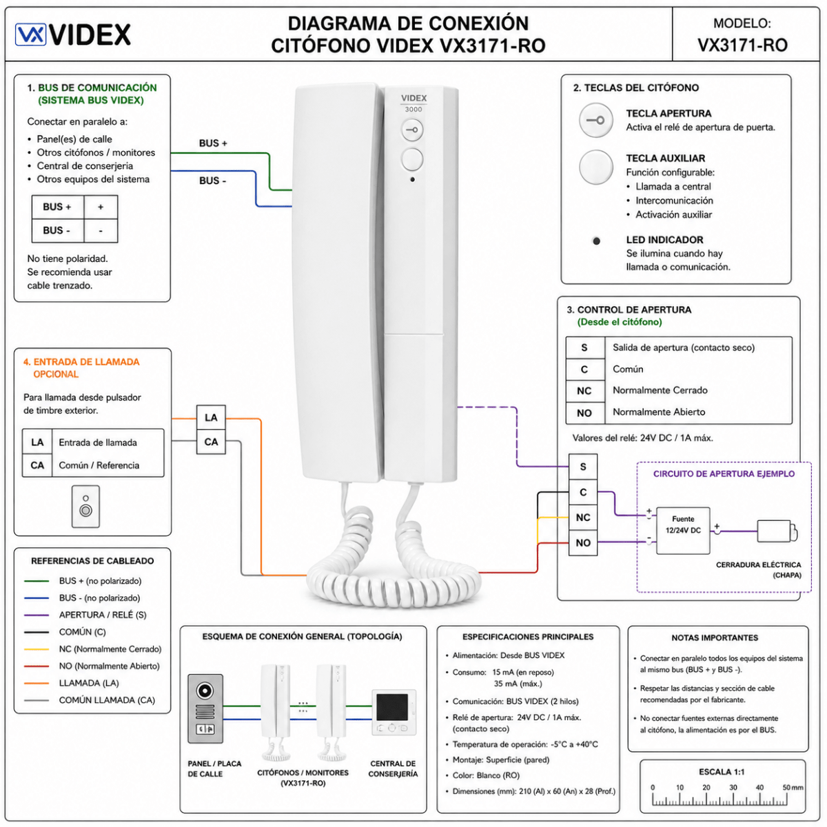 Citófono Videx VX3171-RO2