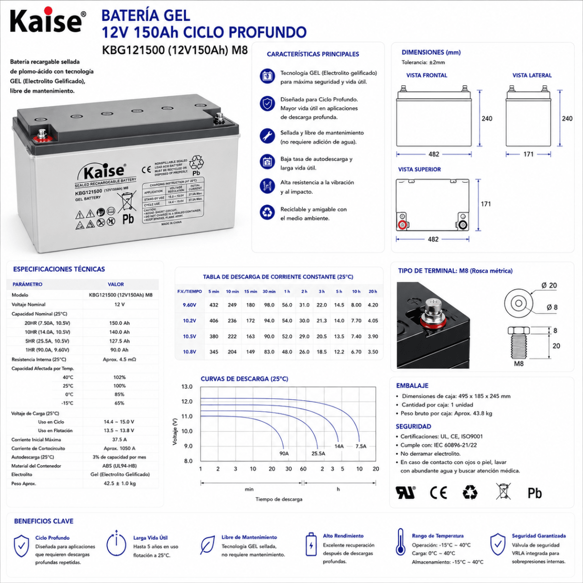 BATERIA KAISE GEL 12V 150AH2