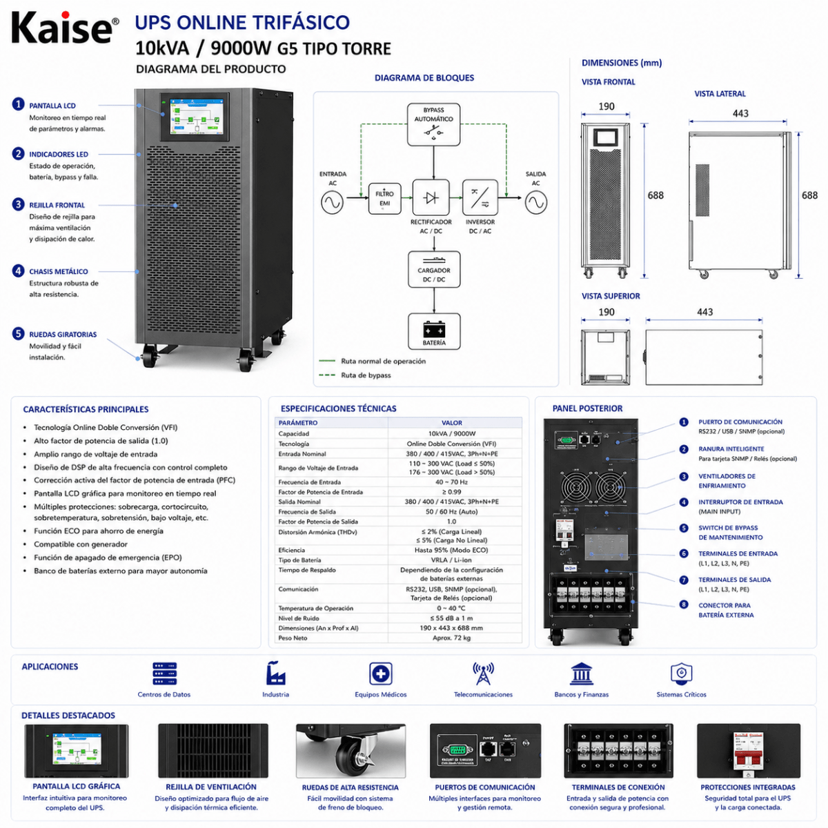 UPS KAISE 10KVA TOWER G5 TRIFASICA C/BATERIAS2