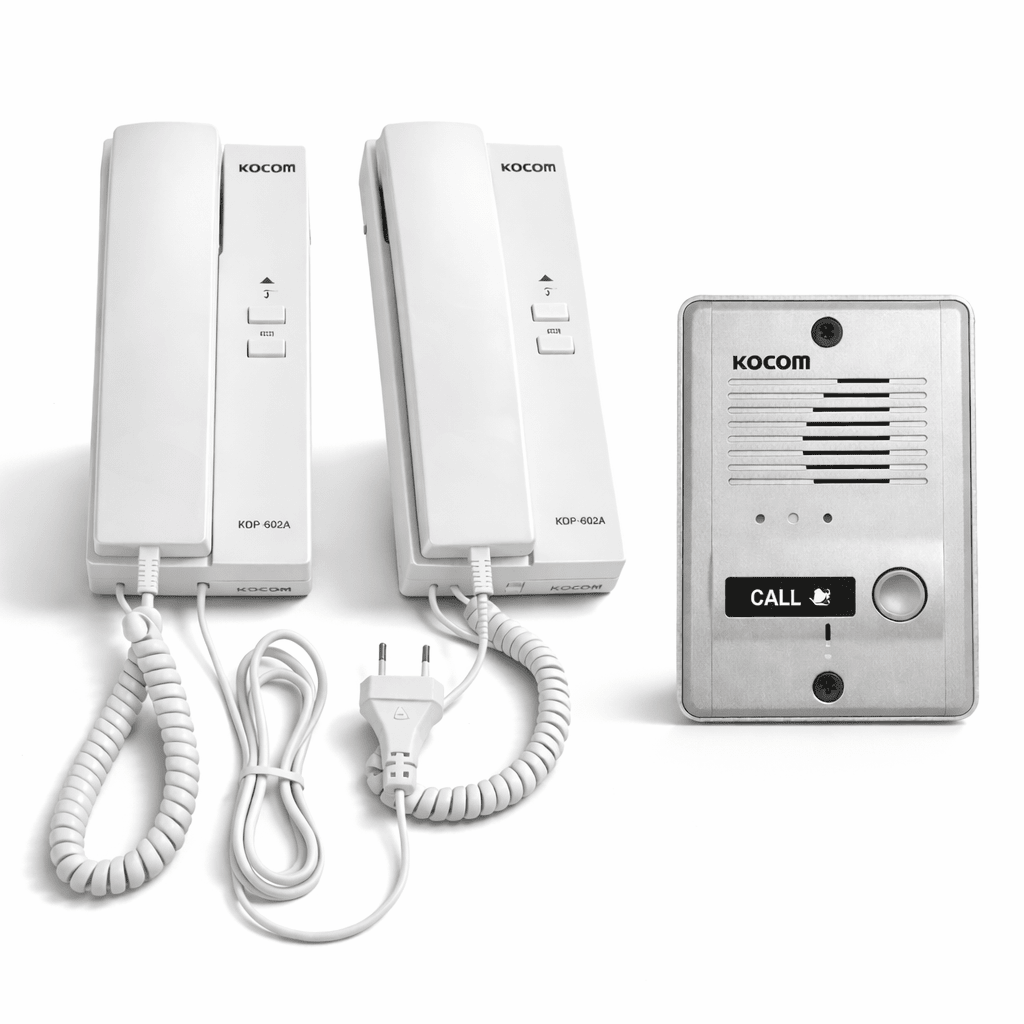 KIT PORTERO KOCOM 2 CITÓFONOS FRENTE METAL KDP-602AD-MS-2D2
