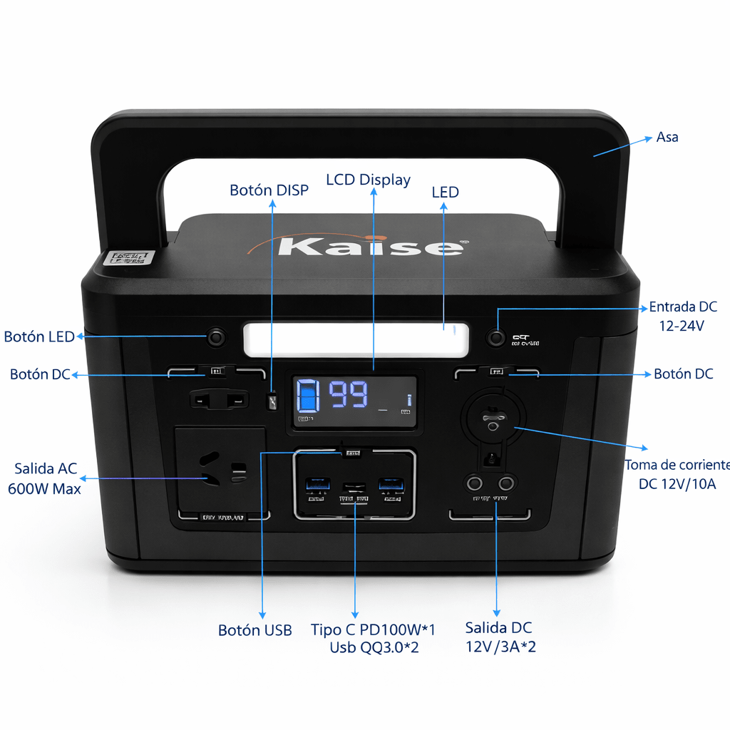 Estacion de energía portátil con batería de litio 600 W1