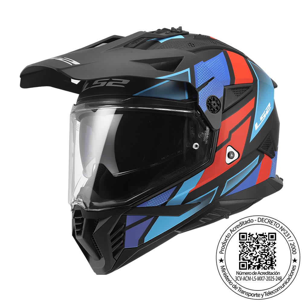 CASCO LS2 MX702 PIONEER II BLOCK NEGRO ROJO AZUL MATE T-M1