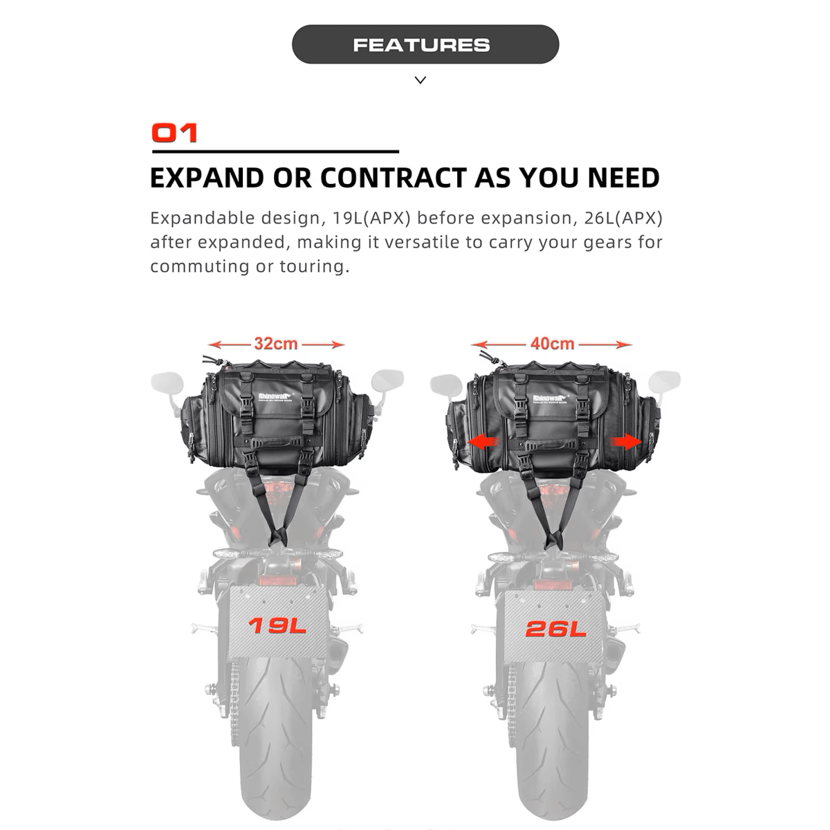 Bolso de cola 19 a 26 litros (color Negro)2