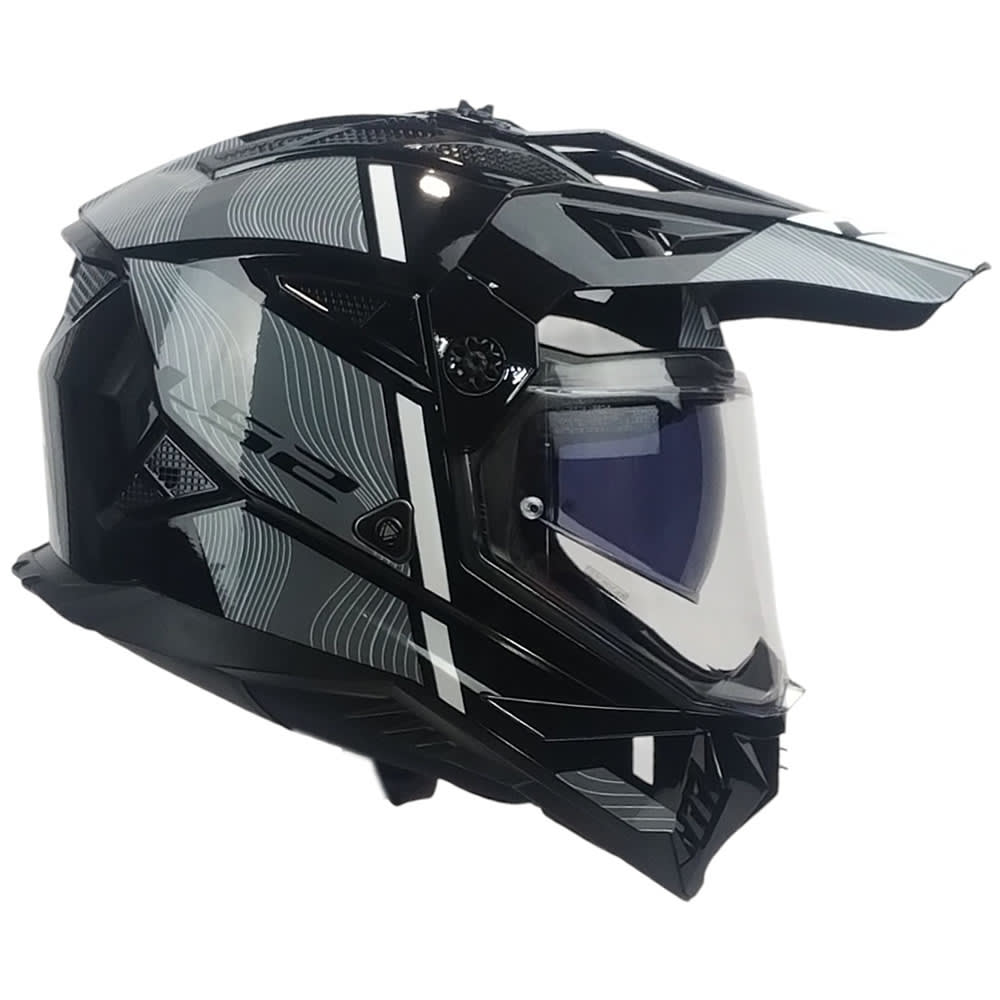 CASCO LS2 MX702 PIONEER II HILL NEGRO BLANCO M3