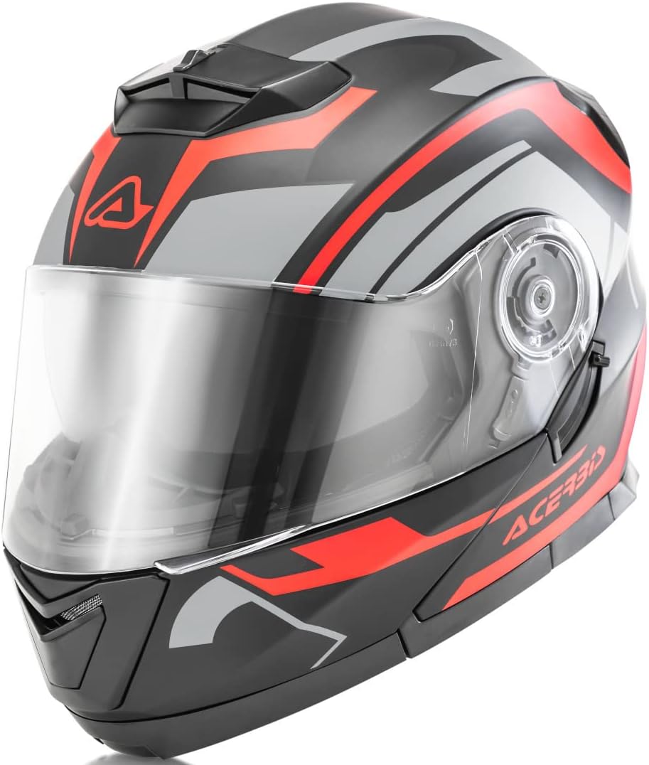 Casco integral abatible M Negro rojo2