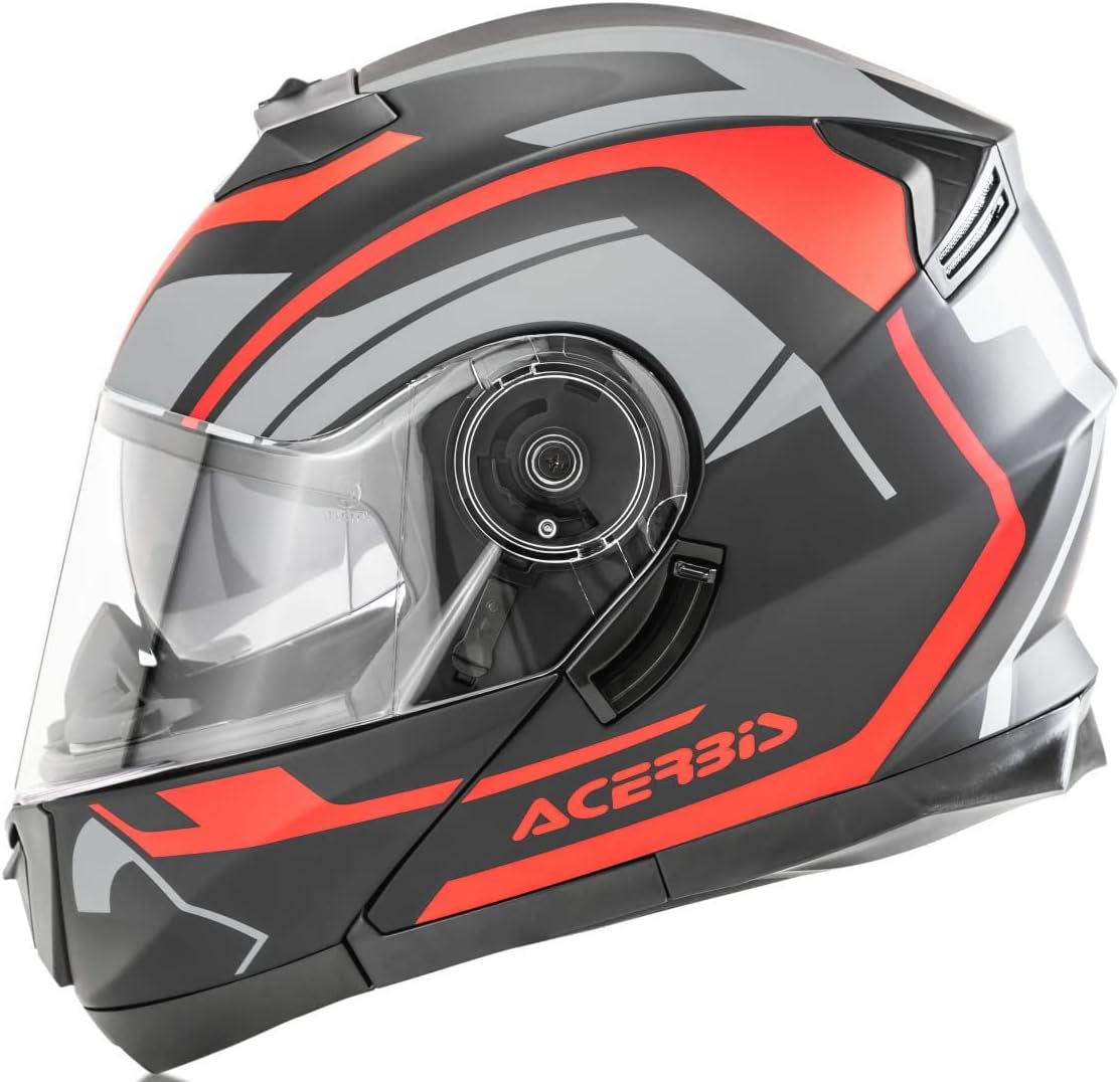 Casco integral abatible L Negro rojo2
