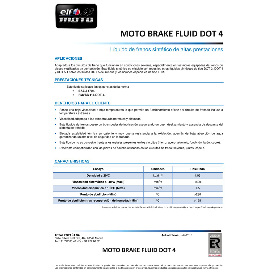 Liquido de freno ELF DOT 42