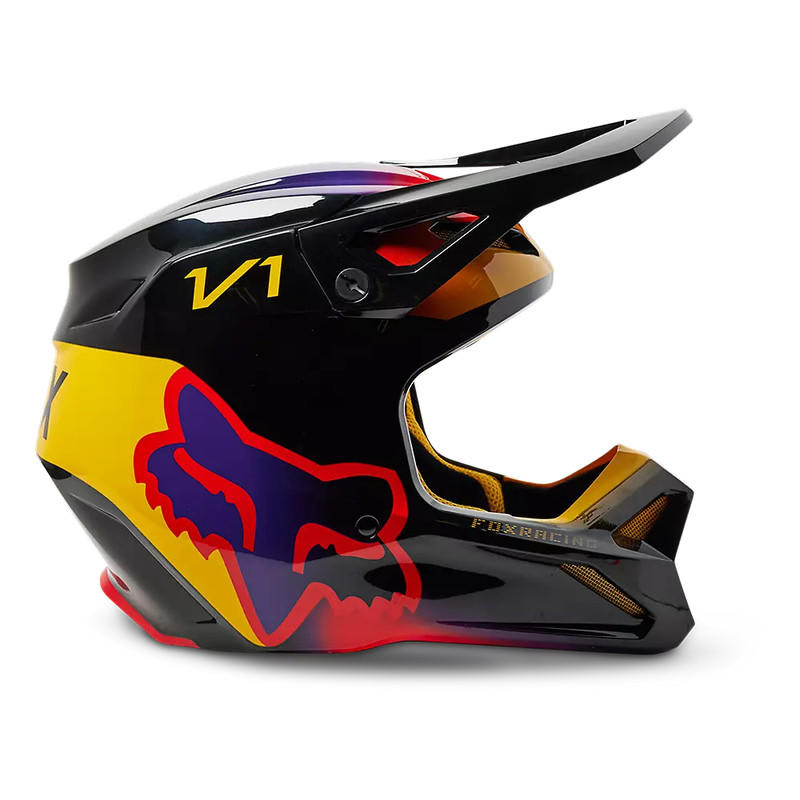 Casco FOX V1 Toxsyk Negro/Amarillo2