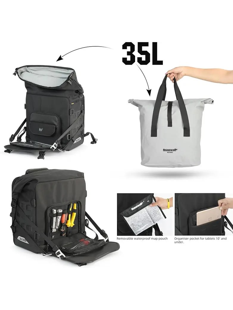 RhinoWalk - Kit Bolsos Laterales Mechanic 35 lt para soportes originales BMW GS5
