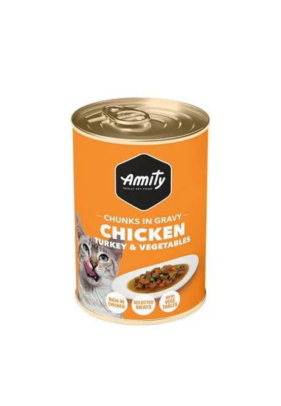 Amity Lata Chicken Turkey y Vegetales 415g Precio Chile | Alimento Húmedo Perro Pollo Pavo Verduras1