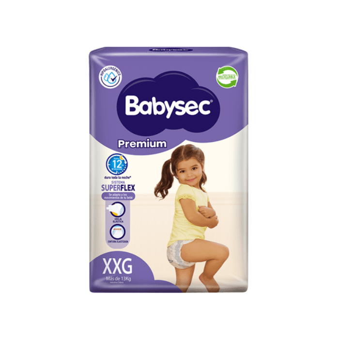 Babysec Premium XXG 14 Unidades Precio Chile | Pañales Desechables Talla XXG Cómodos, Suaves y Absorbentes1