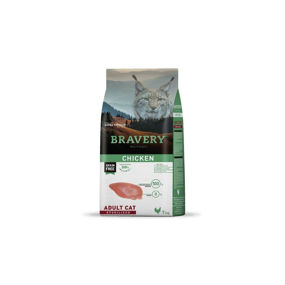 BRAVERY GATO STERILIZED POLLO 2KG – ALIMENTO PREMIUM PARA GATOS ESTERILIZADOS | GRAIN FREE CHILE2