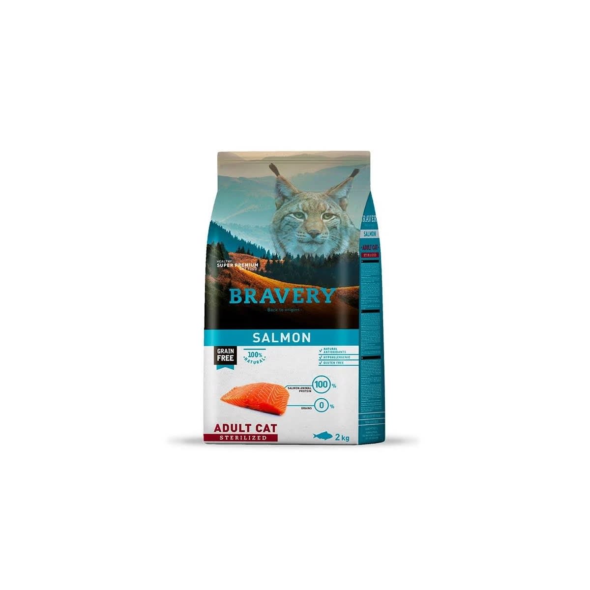 BRAVERY GATO STERILIZED SALMÓN 2KG – ALIMENTO PREMIUM PARA GATOS ESTERILIZADOS | GRAIN FREE CHILE1