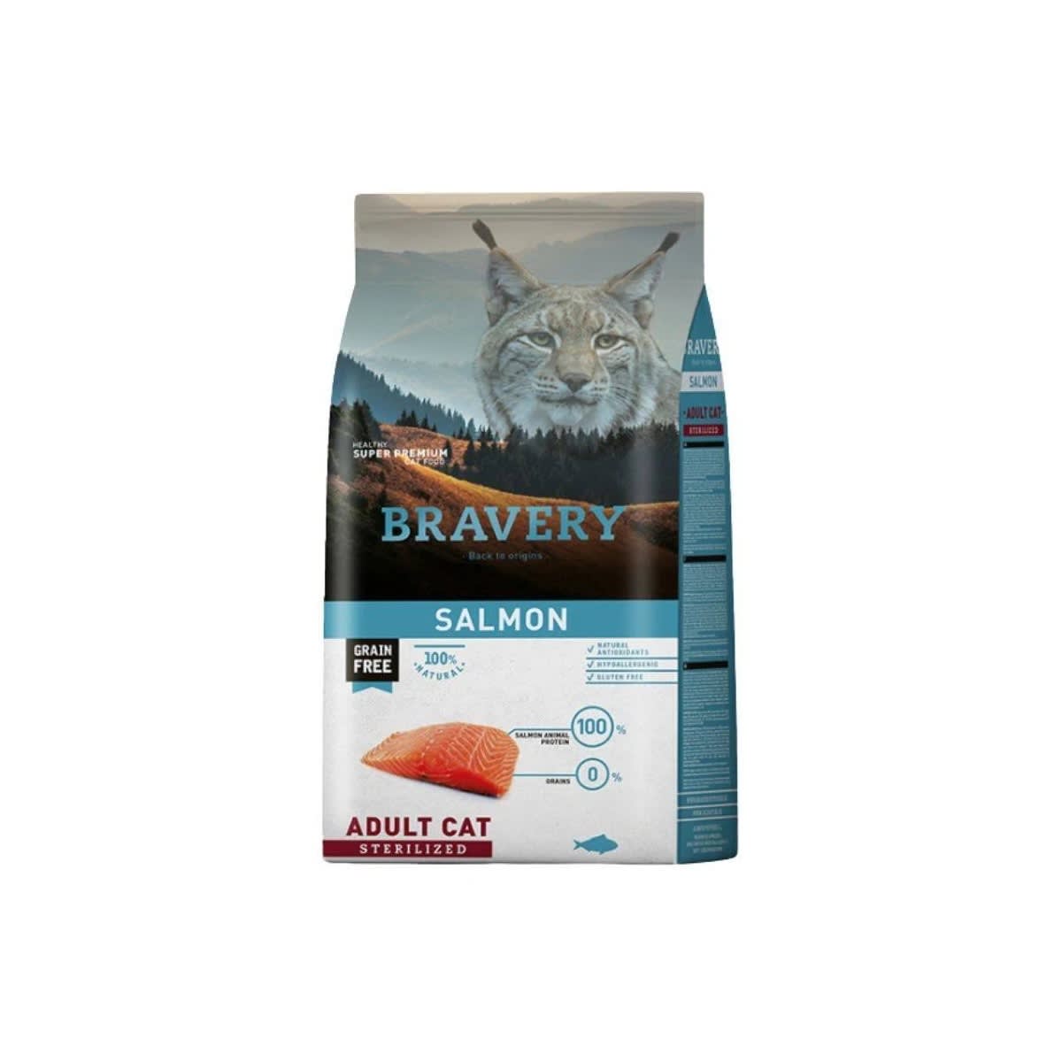 BRAVERY GATO STERILIZED SALMÓN 2KG – ALIMENTO PREMIUM PARA GATOS ESTERILIZADOS | GRAIN FREE CHILE2