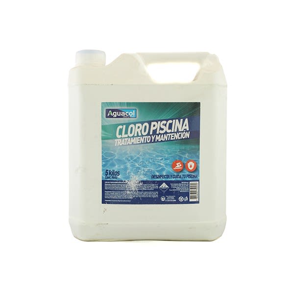 Cloro Piscina Aguacol 5L Precio Chile | Cloro Líquido Desinfección Piscinas Despacho1