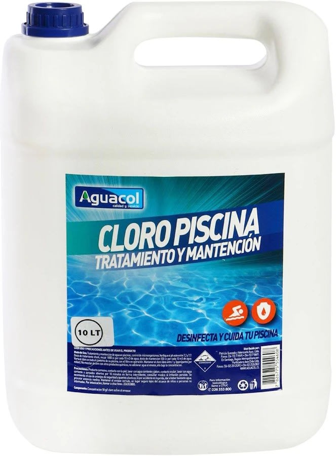 Aguacol Cloro Piscina 10L – Cloro Líquido para Desinfección y Mantención de Piscinas1