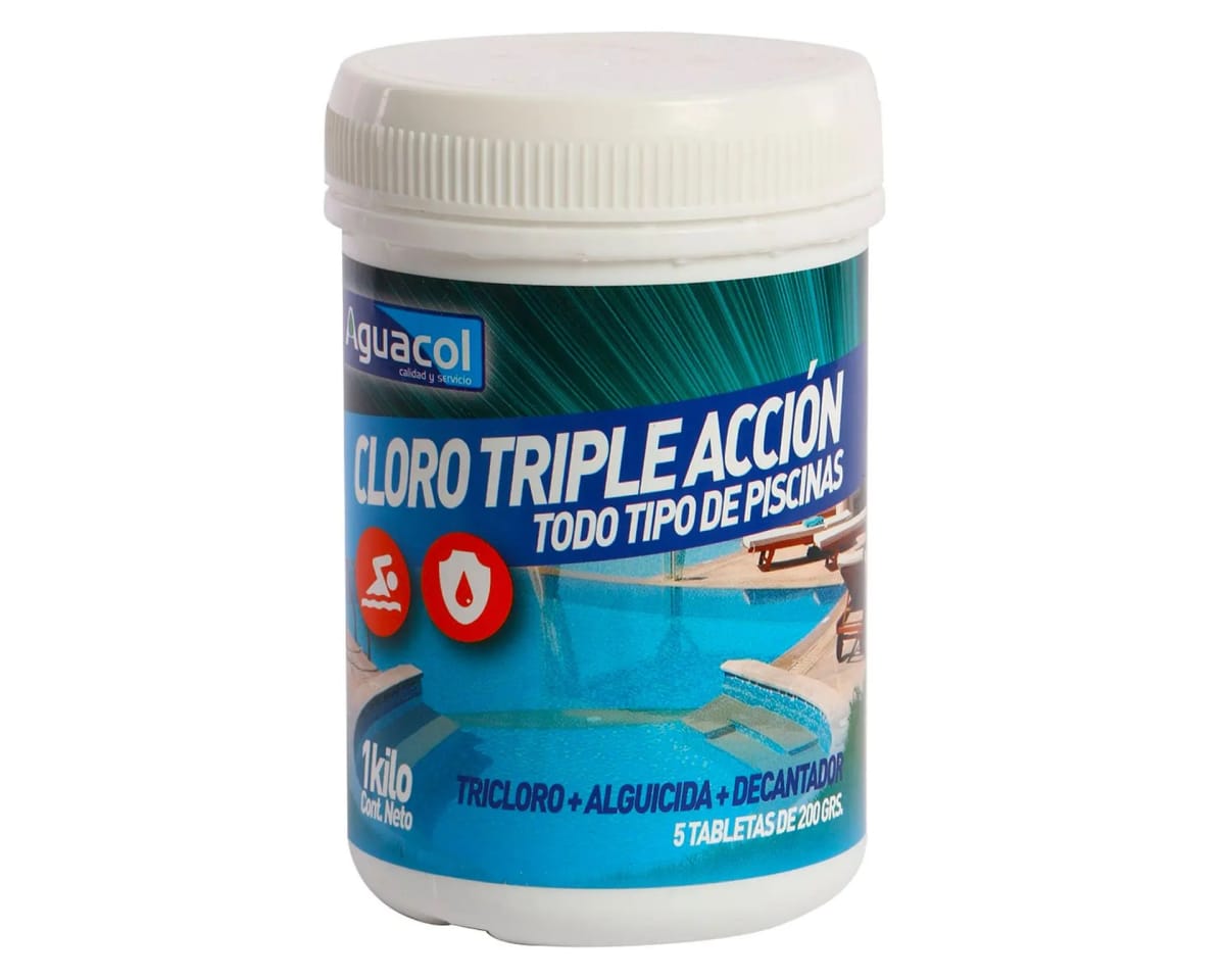 Cloro Tabletas Piscina Aguacol 1kg (5x200g) Precio Chile | Cloro Estabilizado Piscinas1