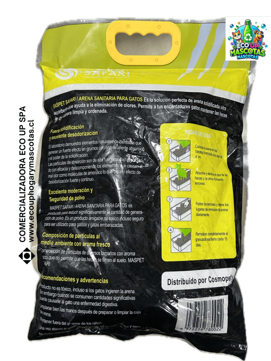 Manga Safari Limón 24kg 6x4kg Arena Aglutinante Precio Chile | Arena Sanitaria Gato Control Olores3