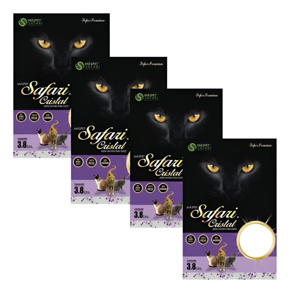 Safari Arena Cristal 3.8L Pack 4 Unidades Precio Chile | Arena Sanitaria Gato Silica Control Olor1