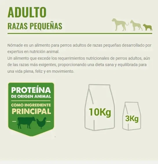 Nómade Adulto Raza Pequeña 10kg Precio Chile | Alimento Perro Pequeño Económico Despacho4
