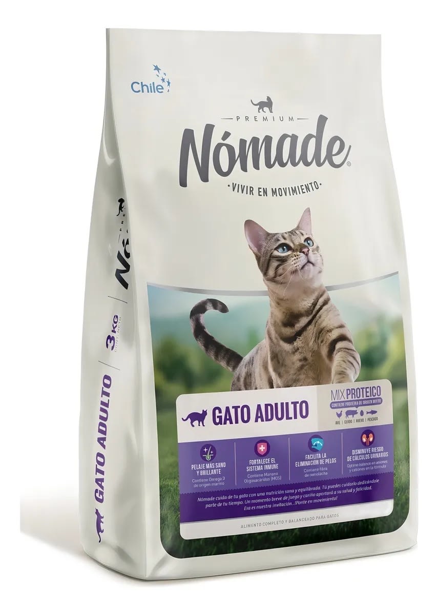 Nómade Gato 3kg Precio Chile | Alimento Para Gatos Económico Balanceado Saco Pequeño Despacho1
