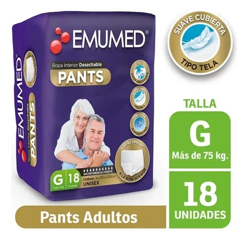 Pañal Emumed Pants G x18 Adulto Precio Chile | Calzón Absorbente Adulto Alta Absorción Incontinencia1