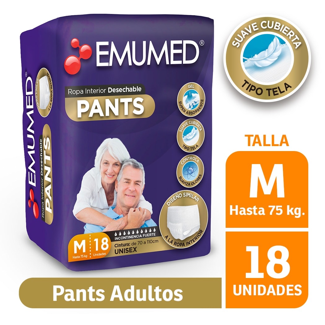 Pañal Emumed Pants M x18 Adulto Precio Chile | Calzón Absorbente Adulto Mediano Alta Absorción1